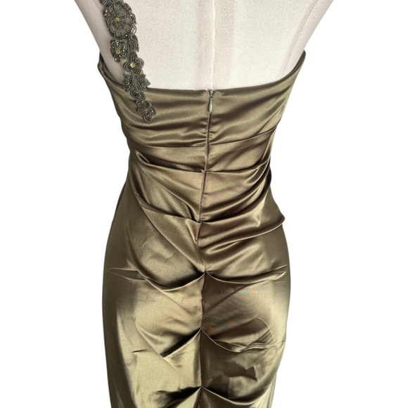 CACHE Olive Green Beaded Gown Mermaid Wedding Cocktail Dance Party Size S 2 0 XS - Picture 5 of 13